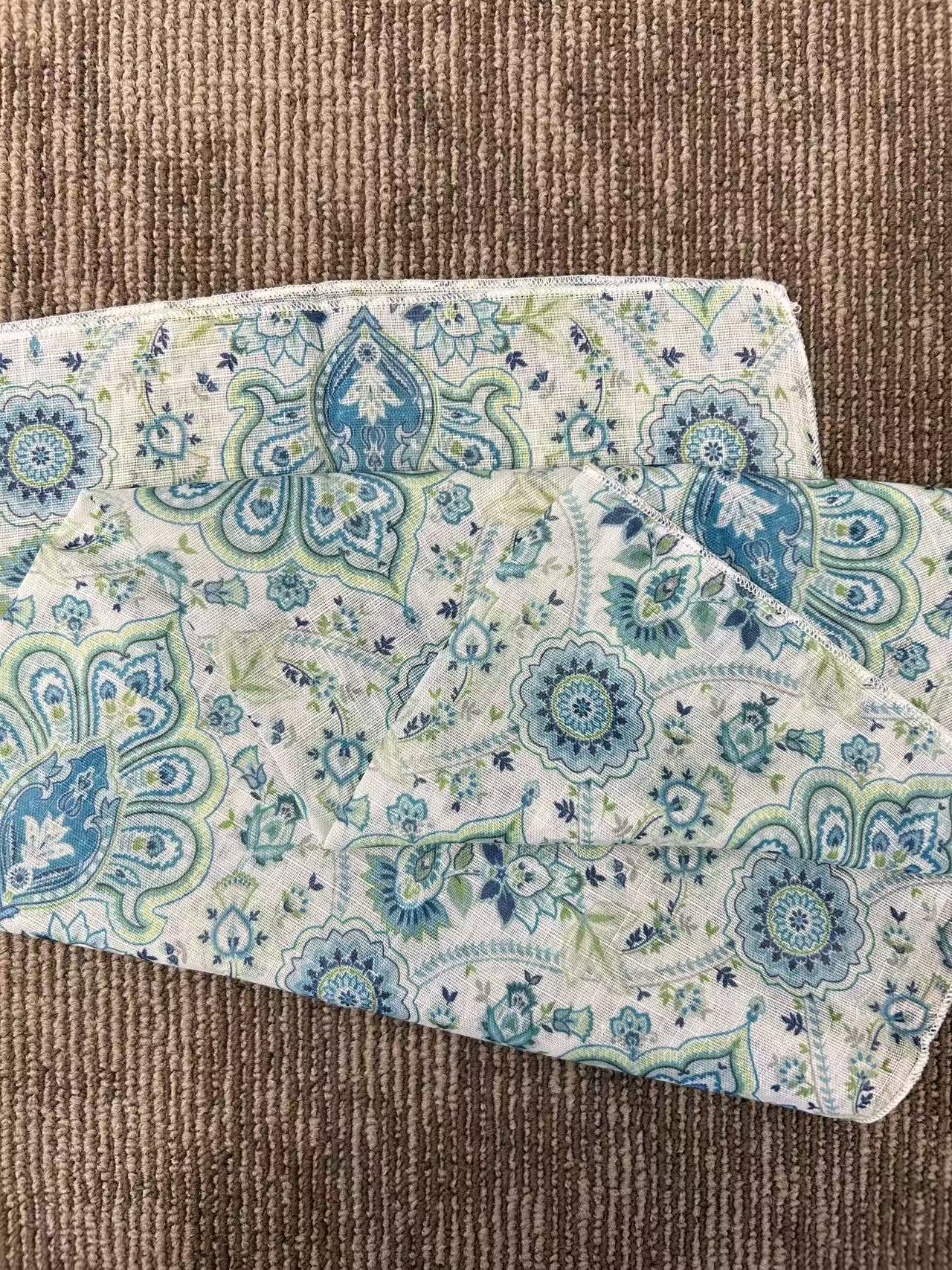 Blue Paisley Square Scarf