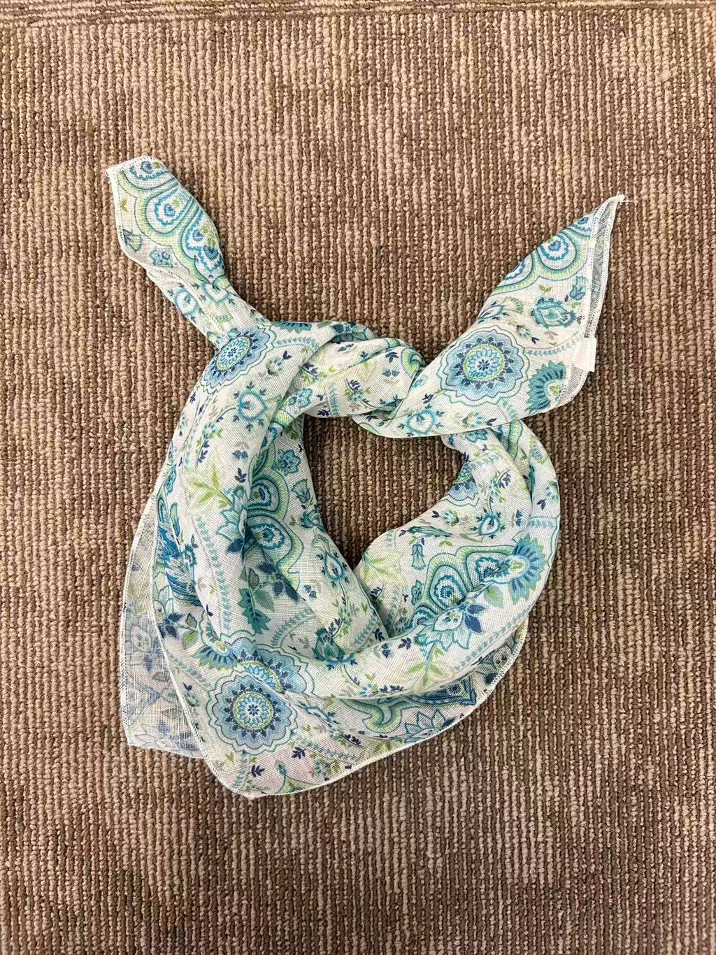 Blue Paisley Square Scarf