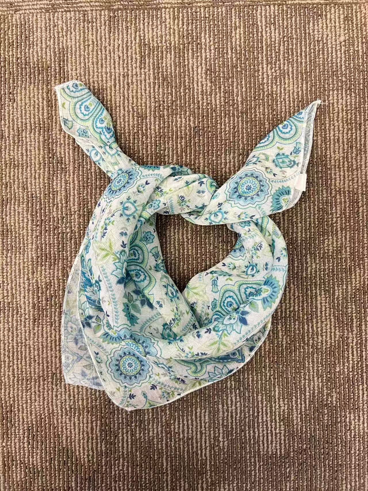 Blue Paisley Square Scarf