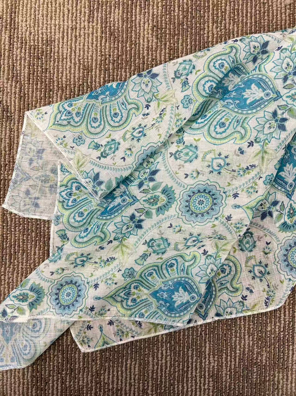 Blue Paisley Square Scarf