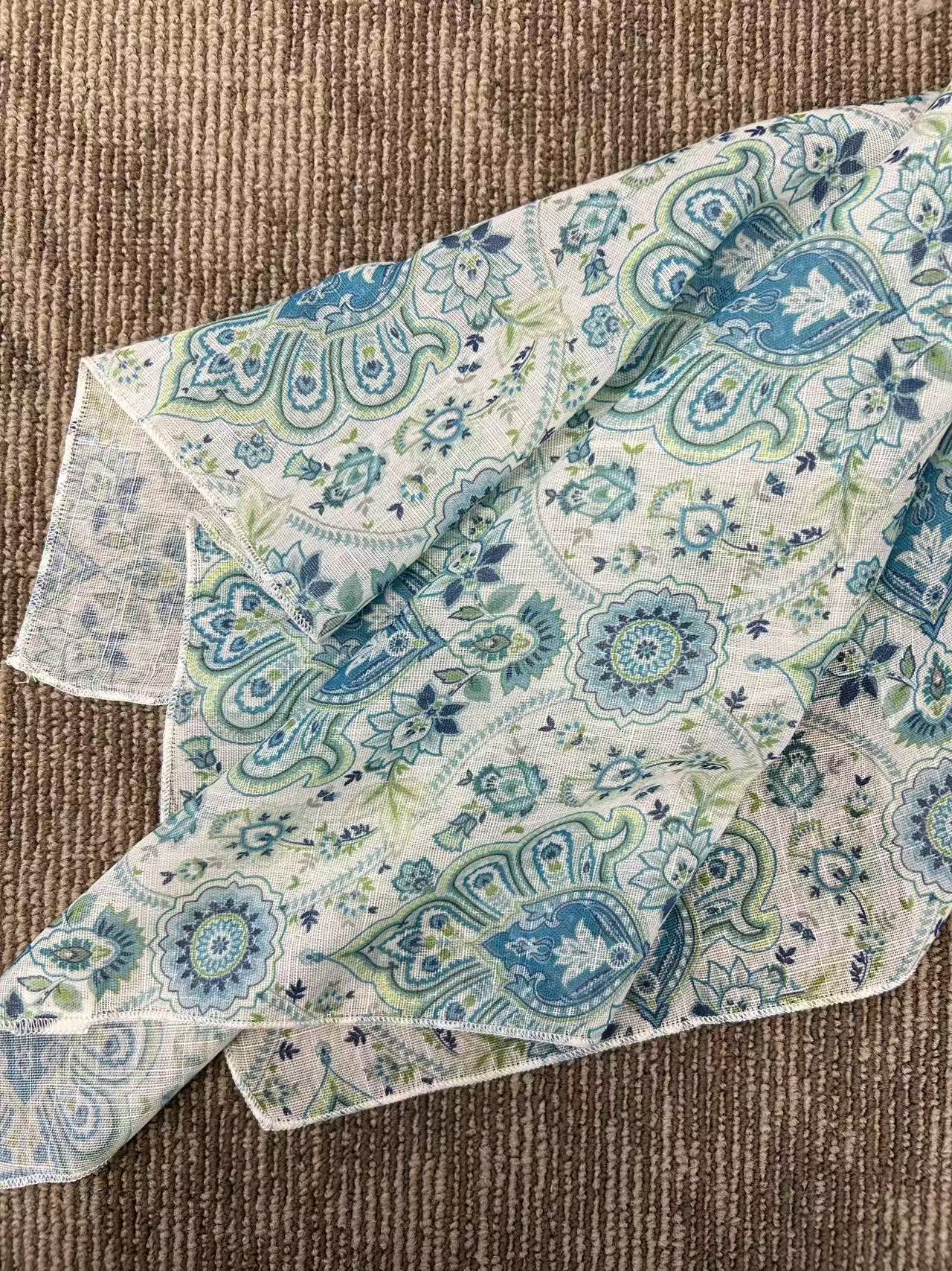 Blue Paisley Square Scarf