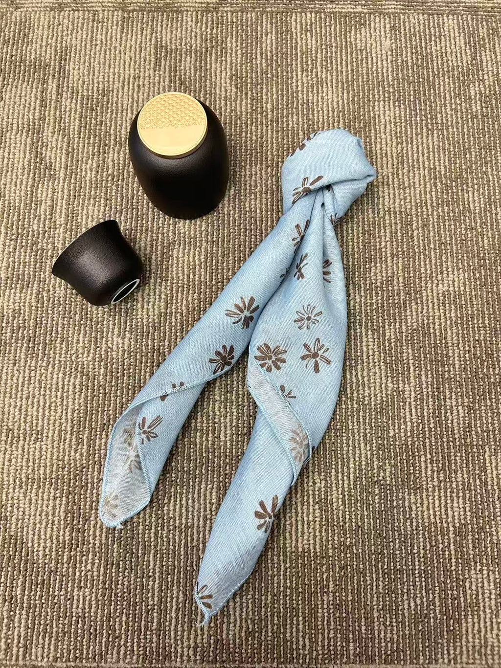 Brown Floral Square Scarf