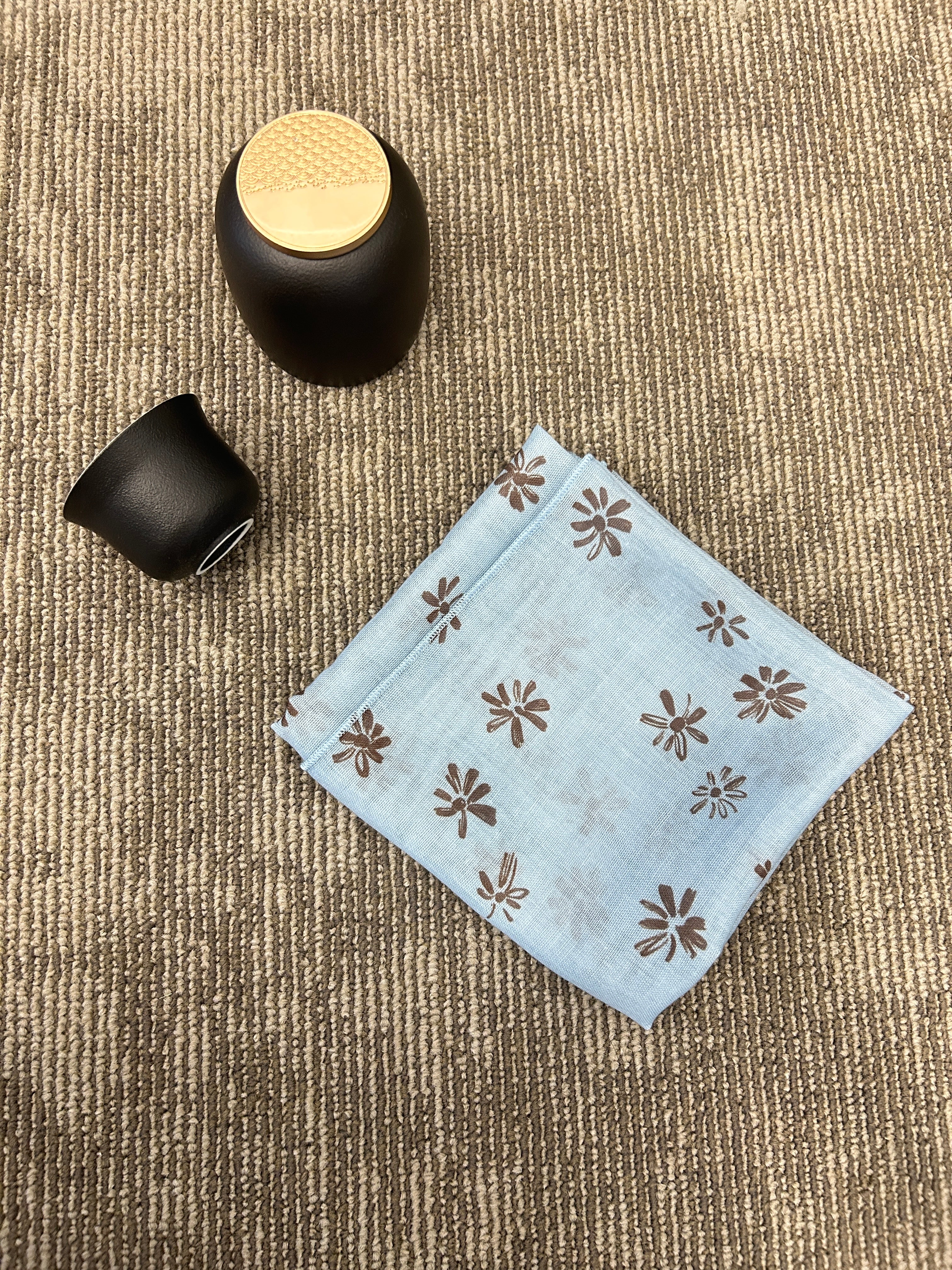 Brown Floral Square Scarf
