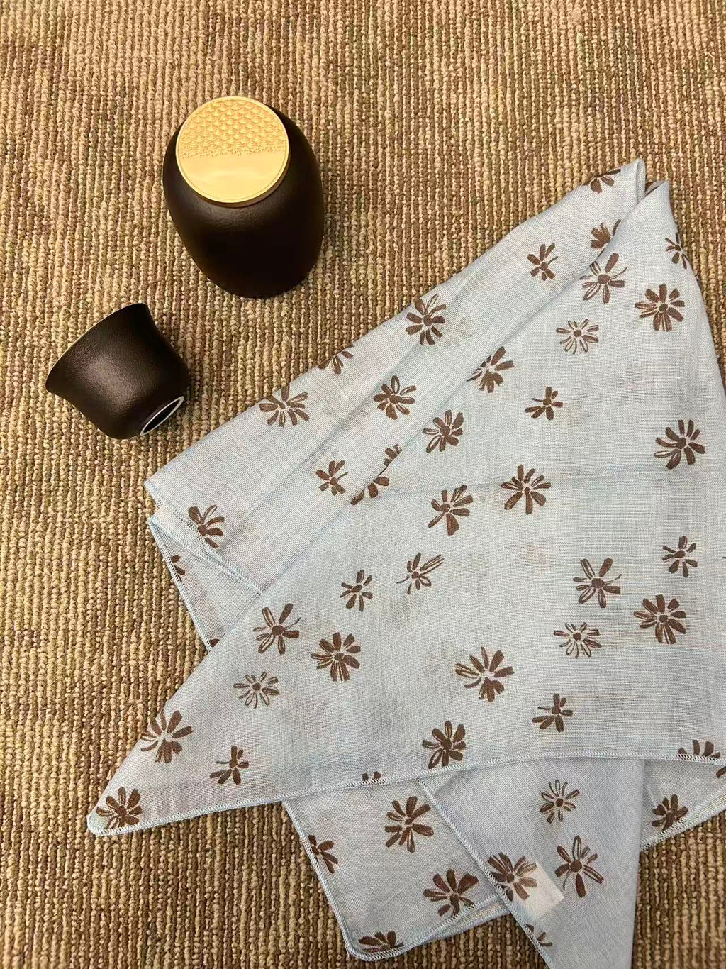 Brown Floral Square Scarf