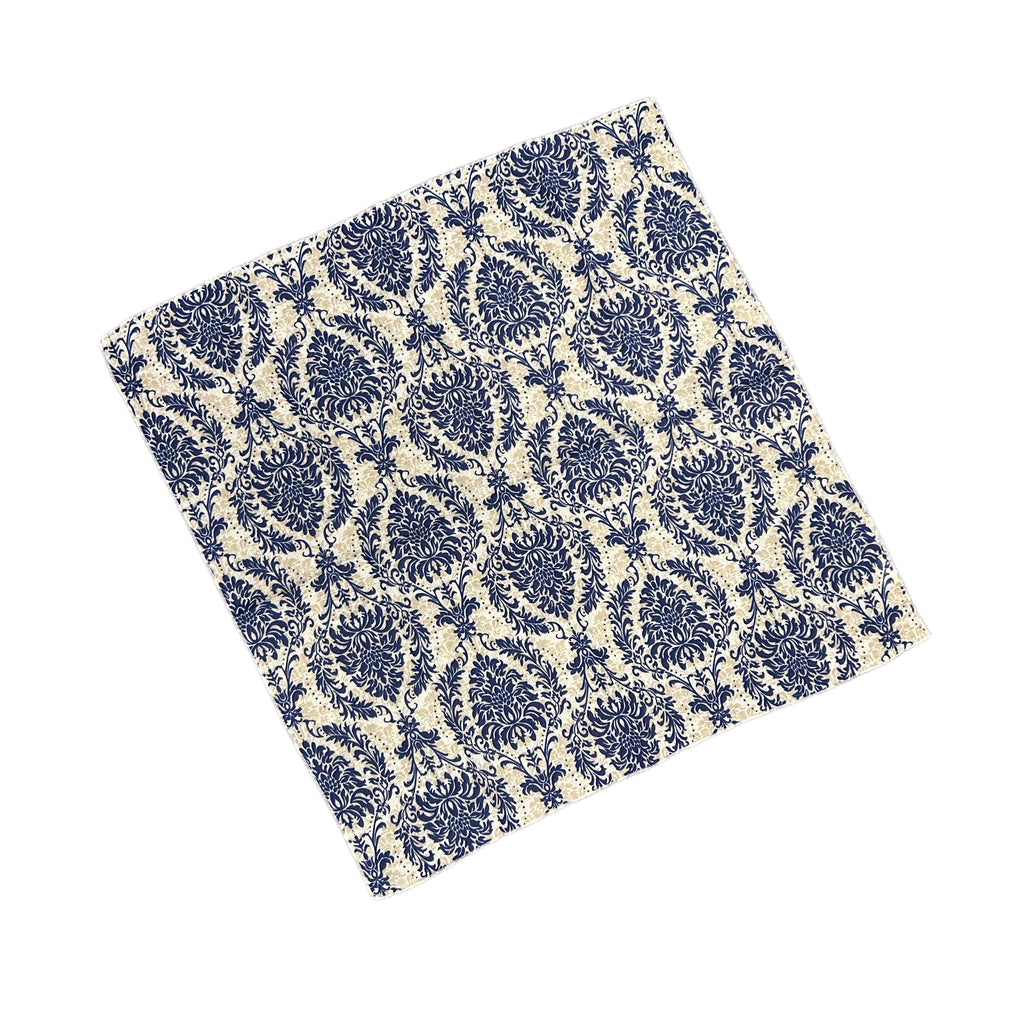 Navy Damask Print Scarf