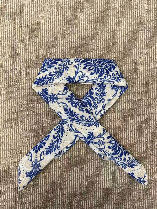 Navy Damask Print Scarf