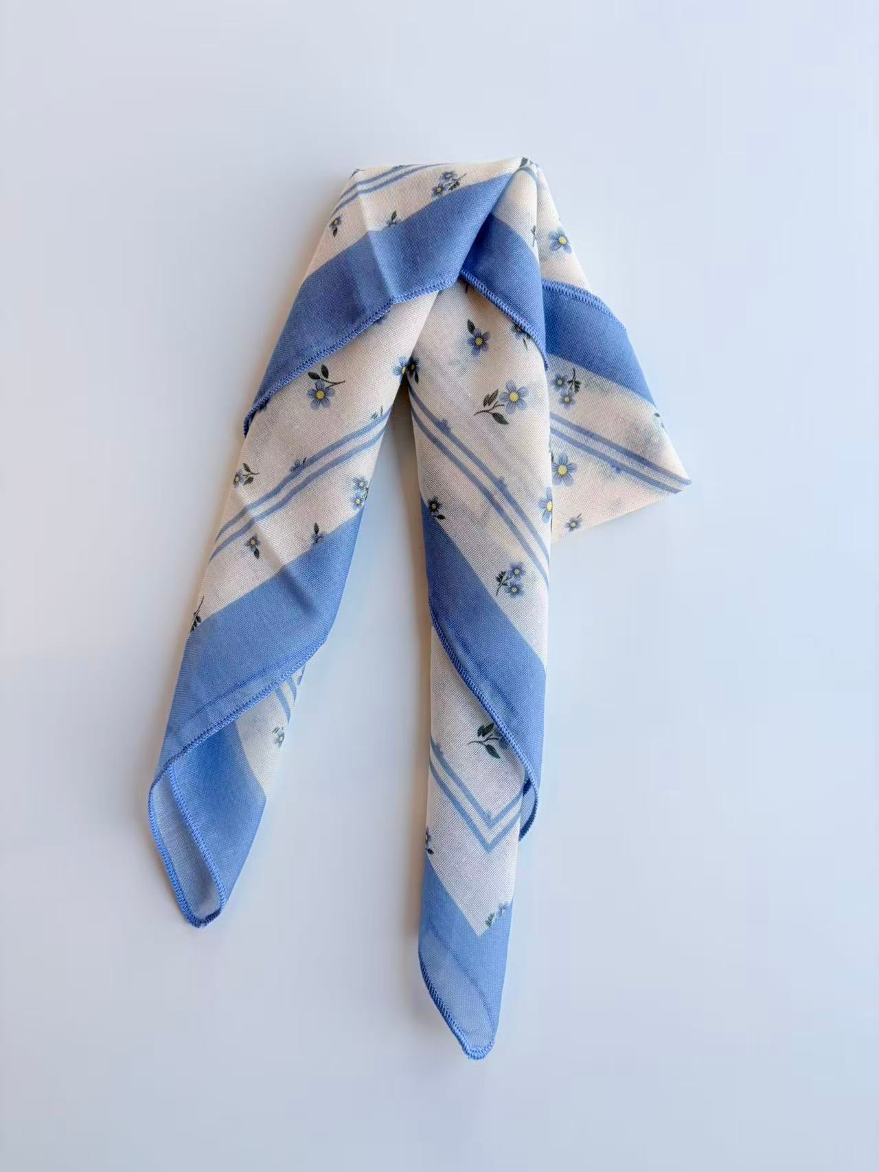 Vintage Blue Floral Scarf
