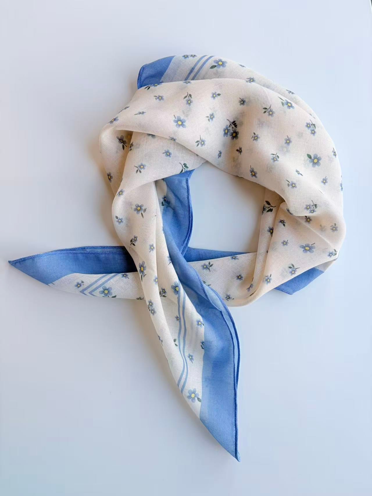 Vintage Blue Floral Scarf